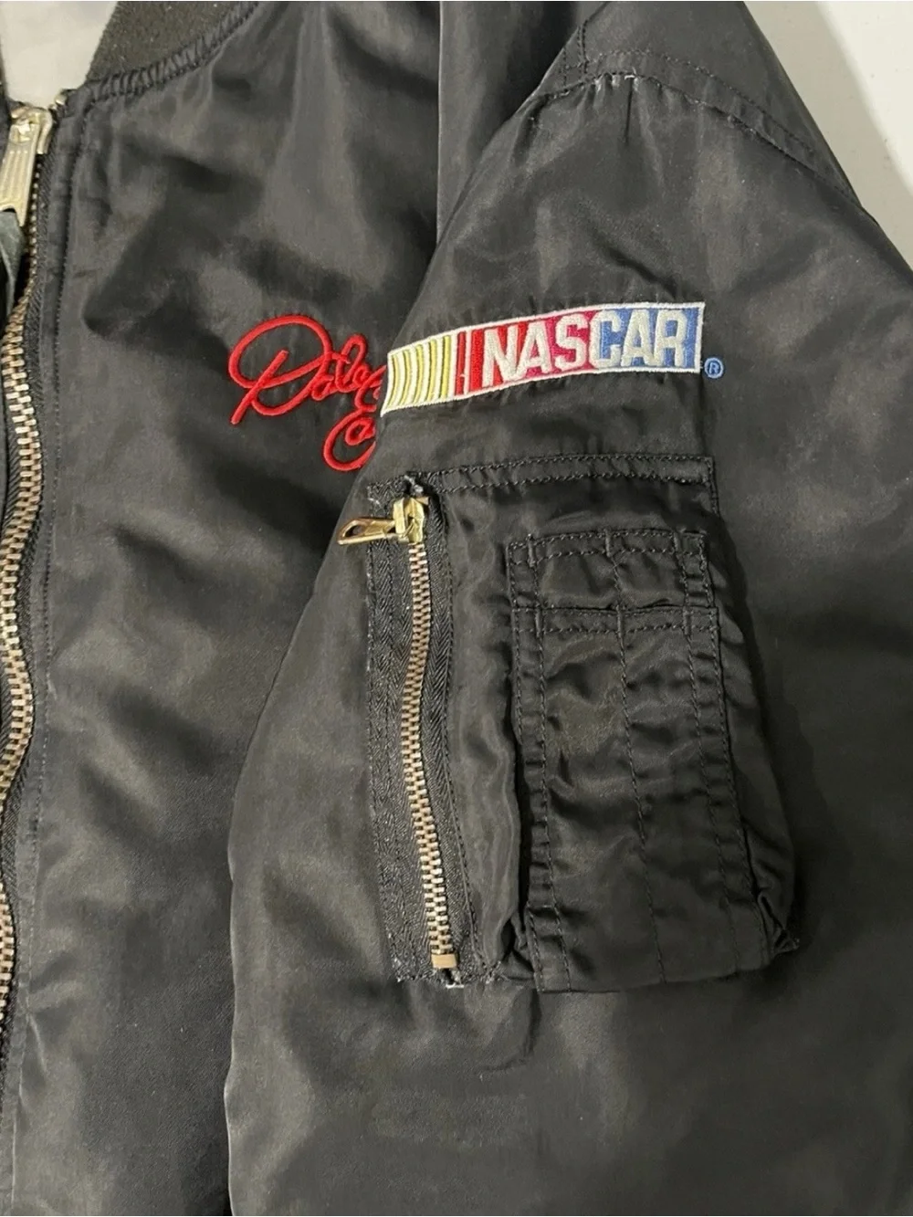 Nascar Black Bomber Jacket with Red Accents